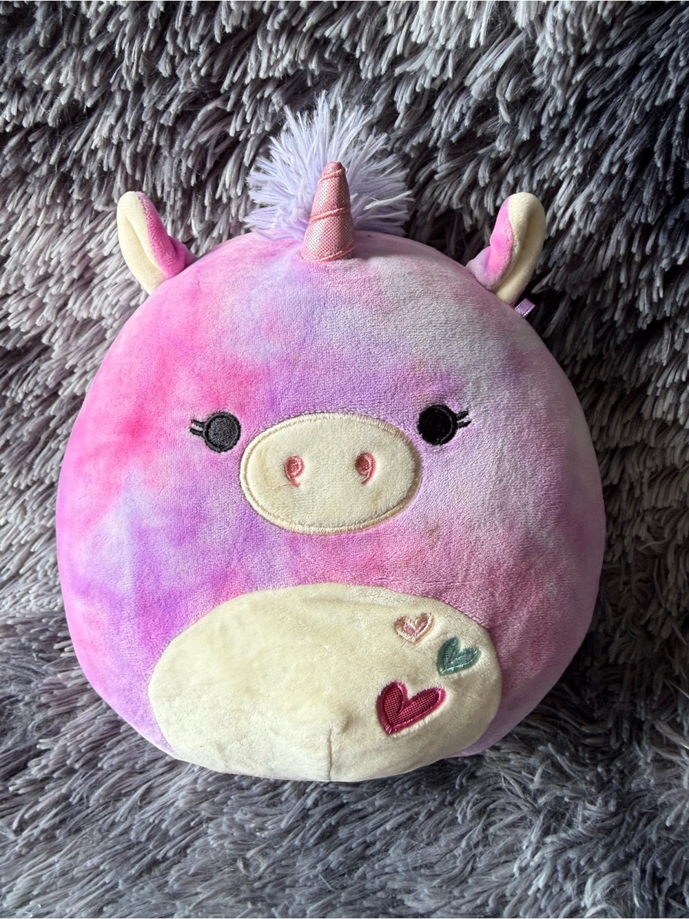 Plush Pink & Purple Unicorn Kids Pillow - Cute Heart Accent